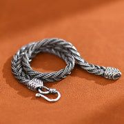 Buddha Stones 925 Sterling Silver Vintage Twisted Braided Design Wealth Healing Buckle Chain Bracelet