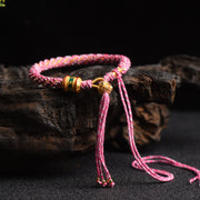 Buddha Stones Tibetan Handmade Luck Prayer Wheel Bead Charm Weave Colorful String Bracelet Bracelet BS Pink(Wrist Circumference 14-19cm)
