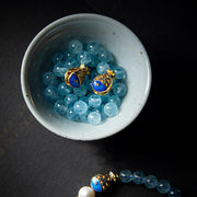Buddha Stones Natural Aquamarine Lazurite Fish Healing Bracelet Bracelet BS 6