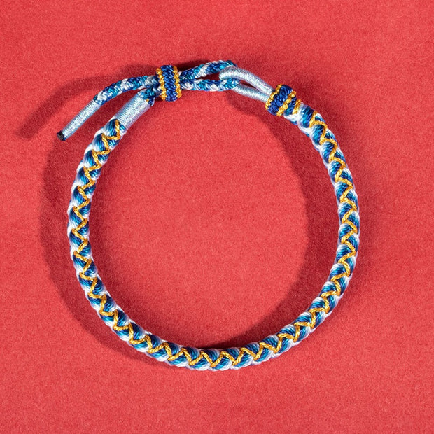 Buddha Stones Handmade Year Of The Dragon Scale Protection Rope Bracelet Bracelet BS Blue Gold Bracelet (Wrist Circumference 14-16cm)