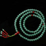Buddha Stones 108 Beads Green Aventurine Red Agate Luck Mala Bracelet Mala Bracelet BS 10