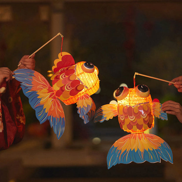 Buddha Stones DIY Good Luck Koi Fish Paper Lantern Lamp Mid-Autumn Festival Child Kids Lantern Decoration