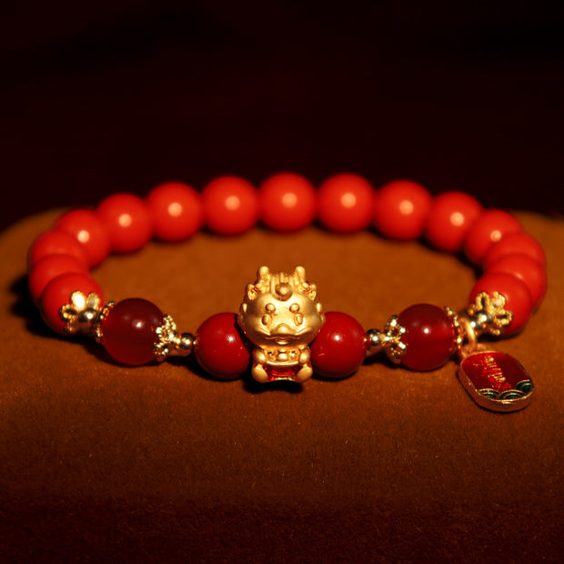 Buddha Stones Year of the Dragon Natural Cinnabar Ingot Protection Bracelet Bracelet BS main