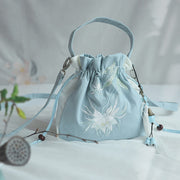 Buddha Stones Handmade Embroidered Flowers Canvas Tote Shoulder Bag Handbag Bag BS 47
