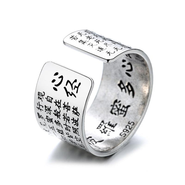 Buddha Stones Buddhism Ancient Heart Sutra Lucky Ring