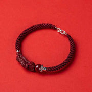 Buddha Stones Handcrafted PiXiu Cinnabar Wealth Luck Braided Bracelet Bracelet BS 1