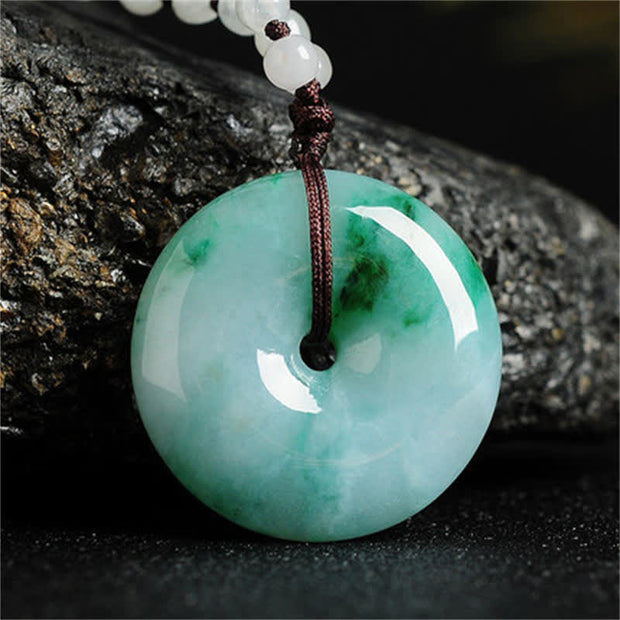 Buddha Stones Round Jade Peace Buckle Blessing Abundance Necklace Pendant Necklaces & Pendants BS Jade (Prosperity ♥ Abundance)