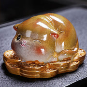 Buddha Stones Color Changing Cute Mini Cat Resin Tea Pet Wealth Home Figurine Decoration Decorations BS 4
