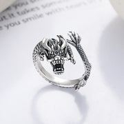 Buddha Stones Vintage 925 Sterling Silver Year Of The Dragon Design Luck Metal Ring
