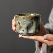 Buddha Stones Handcrafted Simple Cracked Ice Texture Chinese Jianzhan Ceramic Teacup Kung Fu Tea Cup