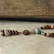 Buddha Stones Tibet 108 Mala Beads Nine Palaces Bagua Bodhi Seed Yak Bone Vajra Harmony Bracelet Mala Bracelet BS 4