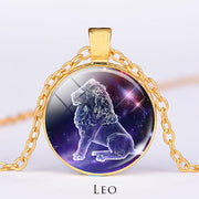 12 Constellations of the Zodiac Moon Starry Sky Protection Blessing Necklace Pendant Necklaces & Pendants BS Gold Leo