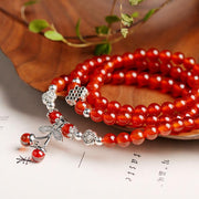 Buddha Stones Natural Red Agate Bead Blessing Bracelet Necklace Bracelet Necklaces & Pendants BS 3