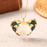 Buddha Stones White Jade Elephant Butterfly Lotus Success Necklace Chain Pendant Necklaces & Pendants BS 1
