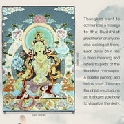 Buddha Stones Tibetan Silk Embroidery White Tara Thangka Tapestry Wall Hanging Wall Art Meditation for Home Decor Decorations BS 1