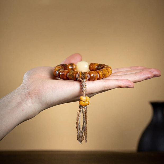Buddha Stones Tibetan Natural Camel Bone Amber Red Agate Turquoise Protection Luck Bracelet