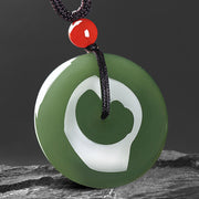 Buddha Stones Natural Round Jade Peace Buckle Prosperity Necklace String Pendant Necklaces & Pendants BS 6