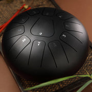Buddha Stones Steel Tongue Drum Sound Healing Mindfulness Meditation Yoga Drum Kit 11 Note 8 Inch Tongue Drum BS Black