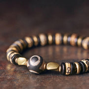 Buddha Stones Tibetan Yak Bone Ebony Wood Strength Bracelet Bracelet BS 6
