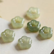Buddha Stones Dainty Hetian Jade Cyan Jade Luck Floral Charm Necklace Pendant Necklaces & Pendants BS 13