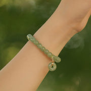 Buddha Stones Natural Hetian Jade Peace Buckle Prosperity Luck Bracelet Bracelet BS 3