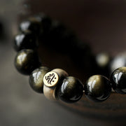 Buddha Stones Chinese Zodiac Natal Buddha Obsidian Purification Bracelet Bracelet BS 12