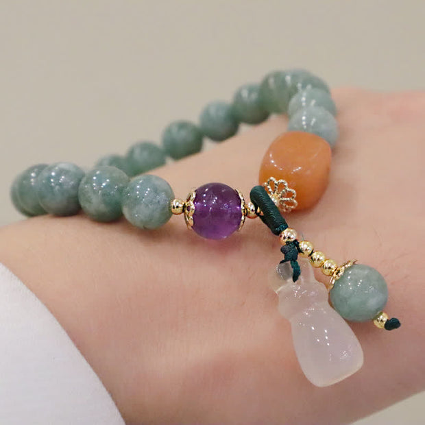 Buddha Stones Cyan Jade Lotus Pumpkin Wish Peace Buckle Amethyst Crystal Healing Bracelet Bracelet BS 10