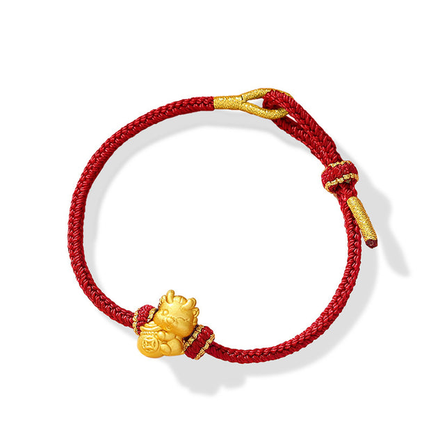 ❗❗❗A Flash Sale- Buddha Stones Handmade Year of the Dragon 999 Sterling Silver Golden Ingot Lucky Money Bag Copper Coin Bracelet Bracelet BS 7