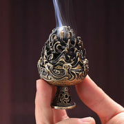 Buddha Stones Tibetan Mini Mountain Pattern Meditation Copper Alloy Incense Burner Incense Burner BS 8