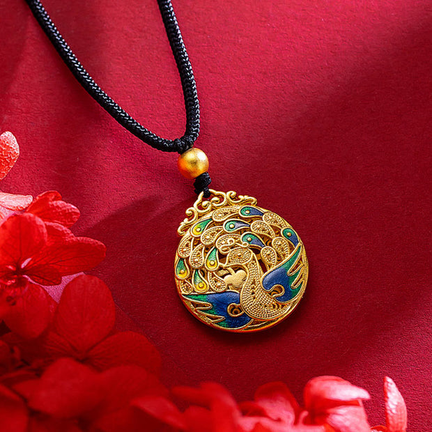 Buddha Stones Phoenix Fu Character Luck Protection Necklace Pendant Necklaces & Pendants BS 3