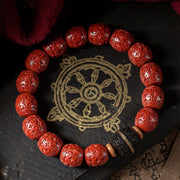 Buddha Stones Natural Cinnabar Ebony Calm Blessing Bracelet Bracelet BS Cinnabar