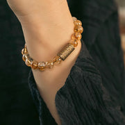Buddha Stones Natural Citrine Crystal Brass Bead Protection Bracelet Bracelet BS 8