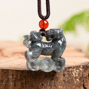 Buddha Stones Natural Jade Tiger Copper Coin Pattern Luck Necklace Pendant Necklaces & Pendants BS Jade(Prosperity♥Abundance)