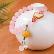 Buddha Stones Natural Pink Crystal Butterfly Pumpkin Love Bracelet Bracelet BS 1