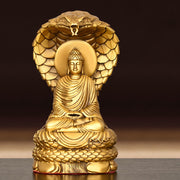 Buddha Stones Buddha Shakyamuni Snake Figurine Serenity Copper Statue Home Offering Decoration Decorations BS 4