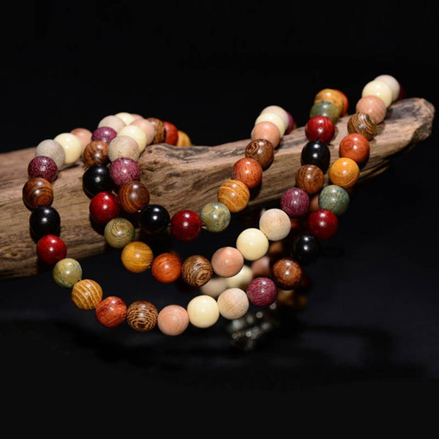 Buddha Stones  108 Beads Wenge Wood Mala Blessing Meditation Bracelet Mala Bracelet BS 3