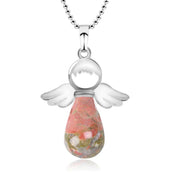 Buddha Stones Little Angel Wings Natural Crystal Luck Necklace Pendant Necklaces & Pendants BS Unakite