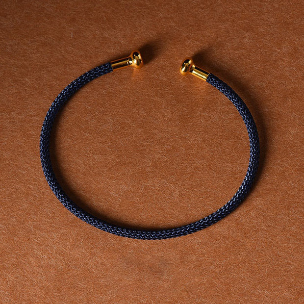 Buddha Stones Simple Design Handmade Luck Braid String Cuff Bracelet Bracelet BS DarkBlue