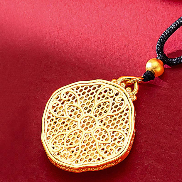 Buddha Stones Flower Love Heart Copper Wealth Necklace Pendant Necklaces & Pendants BS 5