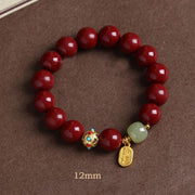 Buddha Stones Cinnabar Green Aventurine Fortune Protection Charm Bracelet Bracelet BS Purple Sand 12mm