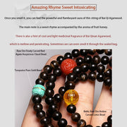 Buddha Stones Nha Trang Bai Qinan Agarwood Turquoise Amber Red Agate Strength Meditation Bracelet Bracelet BS 10