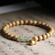Buddha Stones Natural Sandalwood Hetian Jade Money Bag Protection Bracelet Bracelet BS 1