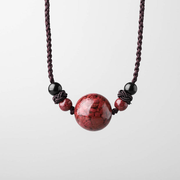Buddha Stones Natural Cinnabar Stones Bead Blessing Necklace Pendant