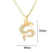 Buddha Stones Chinese Zodiac Dragon Zircon Protection Necklace Pendant Necklaces & Pendants BS 5