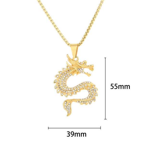 Buddha Stones Chinese Zodiac Dragon Zircon Protection Necklace Pendant Necklaces & Pendants BS 5