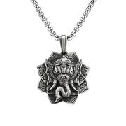 Buddha Stones Pure Tin Ganesh Ganpati Elephant Protection Amulet Necklace Pendant