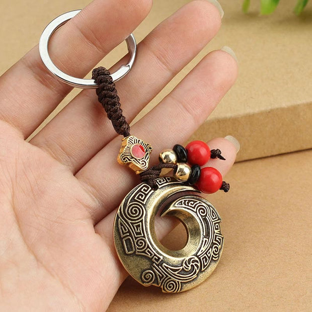 Buddha Stones Good Luck Fortune Copper Wealth Key Chain Key Chain BS 7