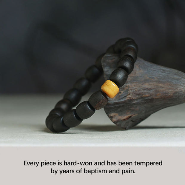Buddha Stones Rare Tarakan Agarwood Tibetan Old Spirit Bone Strength Bracelet