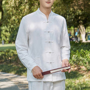 Buddha Stones Spiritual Zen Practice Yoga Meditation Prayer Clothing Cotton Linen Men's Set Clothes BS White 6XL