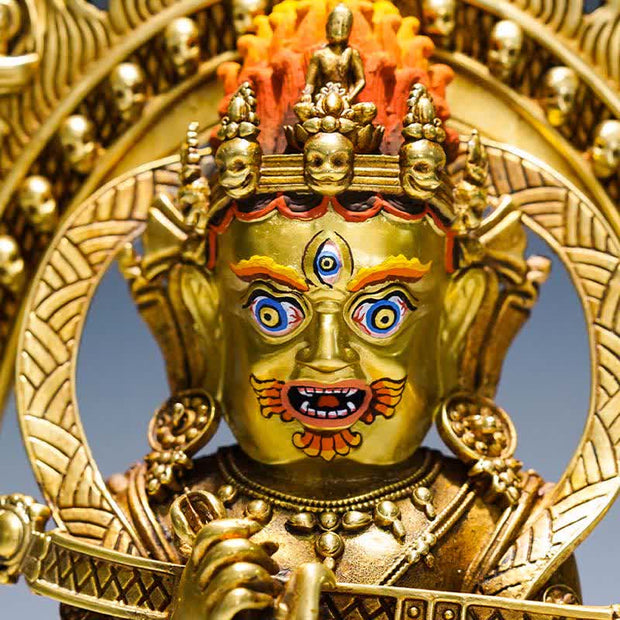 Buddha Stones Tibet Two-armed Mahakala Bodhisattva Figurine Serenity Copper Statue Decoration